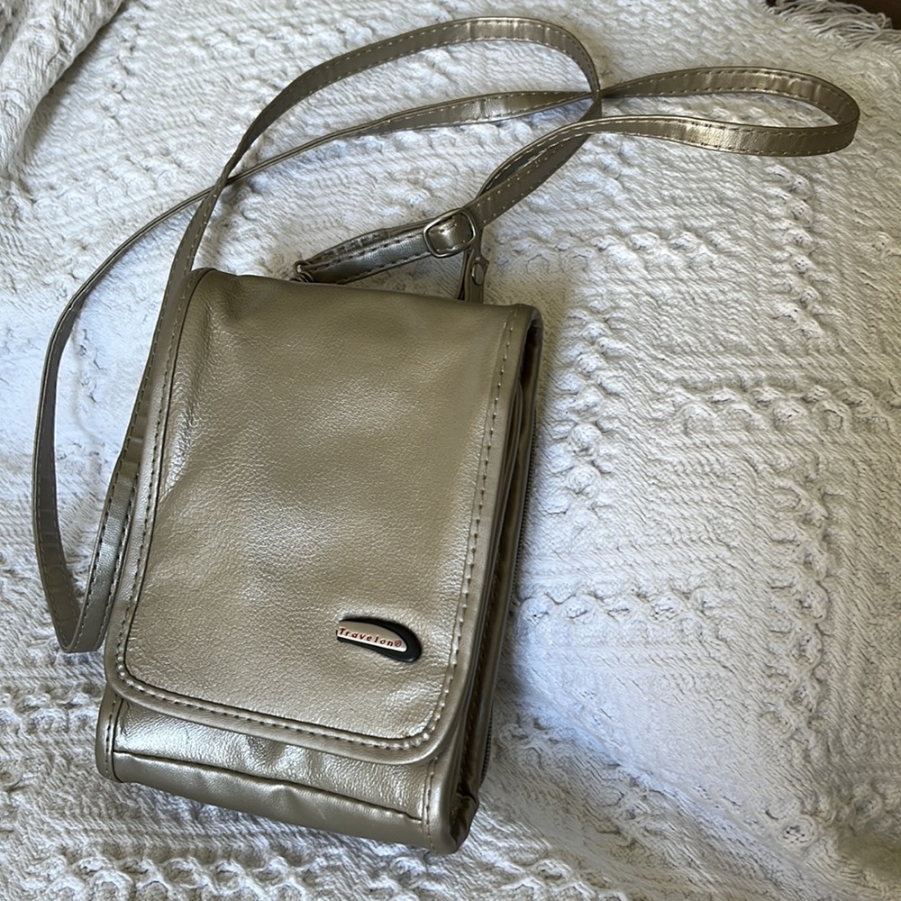 Travelon Light Pewter Crossbody Bag with Removable Strap and Belt Loop